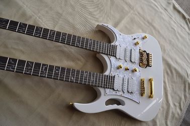 Custom shop white color double necks electric guitar 6+12 strings maple fingerboard basswood body free shipping supplier