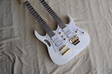 Custom shop white color double necks electric guitar 6+12 strings maple fingerboard basswood body free shipping supplier