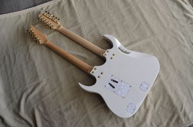 Custom shop white color double necks electric guitar 6+12 strings maple fingerboard basswood body free shipping supplier