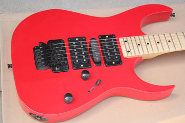 Factory Custom Red Body Electric Guitar with Floyd Rose,HSH Pickups,Black Dots Fret Inlay,Black Hardwares supplier