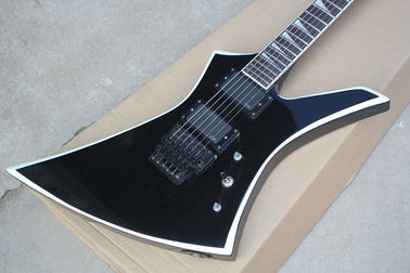 Factory Custom Black Body Electric Guitar whit Floyd Rose,White Binding Neck,Black Hardware,Rosewood Fretboard supplier