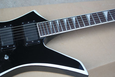 Factory Custom Black Body Electric Guitar whit Floyd Rose,White Binding Neck,Black Hardware,Rosewood Fretboard supplier