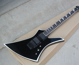 Factory Custom Black Body Electric Guitar whit Floyd Rose,White Binding Neck,Black Hardware,Rosewood Fretboard supplier