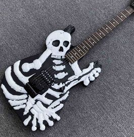 Top Quality 6 Strings Bones Black Skull Electric Guitar supplier