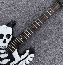 Top Quality 6 Strings Bones Black Skull Electric Guitar supplier