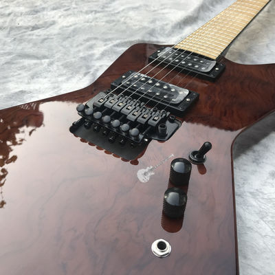 Custom Electric Guitar Brown Rosewood Top Covered Maple Fingerboard 7 Strings Double Swing Customizable Logo supplier