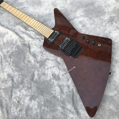 Custom Electric Guitar Brown Rosewood Top Covered Maple Fingerboard 7 Strings Double Swing Customizable Logo supplier