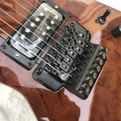 Custom Electric Guitar Brown Rosewood Top Covered Maple Fingerboard 7 Strings Double Swing Customizable Logo supplier