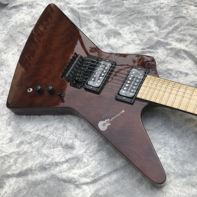 Custom Electric Guitar Brown Rosewood Top Covered Maple Fingerboard 7 Strings Double Swing Customizable Logo supplier