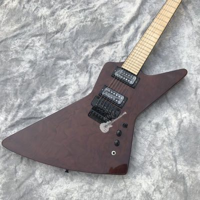 Custom Electric Guitar Brown Rosewood Top Covered Maple Fingerboard 7 Strings Double Swing Customizable Logo supplier