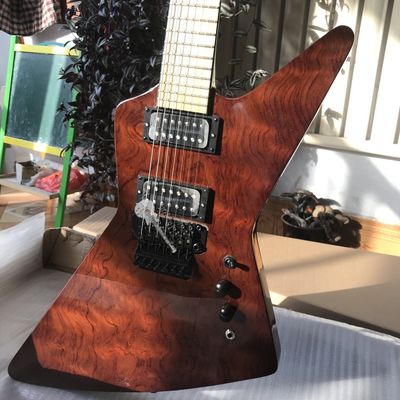 Custom Electric Guitar Brown Rosewood Top Covered Maple Fingerboard 7 Strings Double Swing Customizable Logo supplier