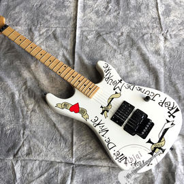 2020 New Electric Guitar Red Heart and Letters White Body Vibrato System Black Hardware Customized All Colors Logo Custo supplier