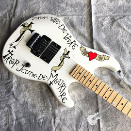 2020 New Electric Guitar Red Heart and Letters White Body Vibrato System Black Hardware Customized All Colors Logo Custo supplier