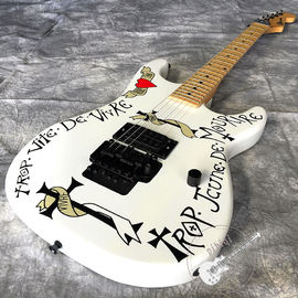 2020 New Electric Guitar Red Heart and Letters White Body Vibrato System Black Hardware Customized All Colors Logo Custo supplier