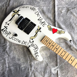 2020 New Electric Guitar Red Heart and Letters White Body Vibrato System Black Hardware Customized All Colors Logo Custo supplier