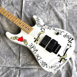 2020 New Electric Guitar Red Heart and Letters White Body Vibrato System Black Hardware Customized All Colors Logo Custo supplier