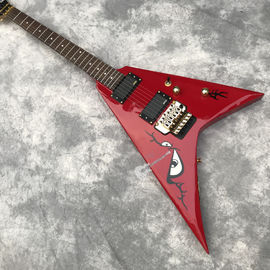 Custom Electric Guitar in Red New Double Shake Printed Bird's Eye Gold Hardware Customizable Logo supplier