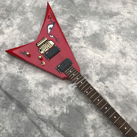 Custom Electric Guitar in Red New Double Shake Printed Bird's Eye Gold Hardware Customizable Logo supplier