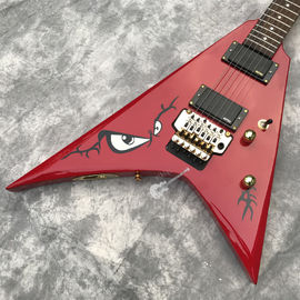 Custom Electric Guitar in Red New Double Shake Printed Bird's Eye Gold Hardware Customizable Logo supplier