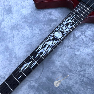 Custom Electric Guitar Rosewood Top Covered Black Hardware in Burgundy Customized Logo Shape supplier