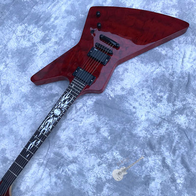 Custom Electric Guitar Rosewood Top Covered Black Hardware in Burgundy Customized Logo Shape supplier