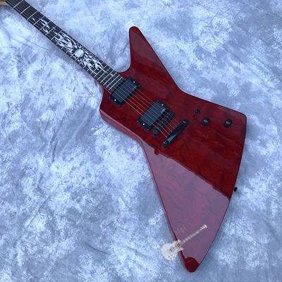 Custom Electric Guitar Rosewood Top Covered Black Hardware in Burgundy Customized Logo Shape supplier