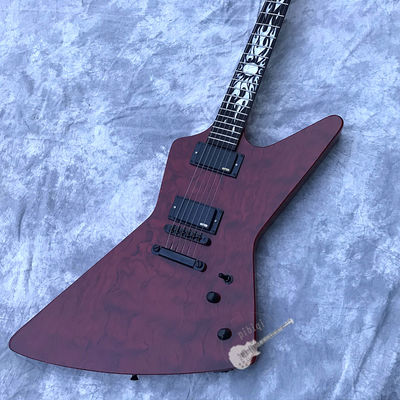Custom Electric Guitar Rosewood Top Covered Black Hardware in Burgundy Customized Logo Shape supplier