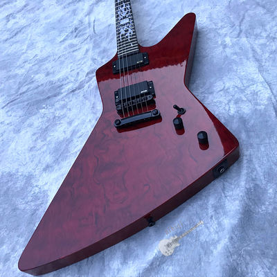 Custom Electric Guitar Rosewood Top Covered Black Hardware in Burgundy Customized Logo Shape supplier