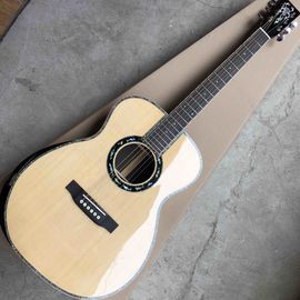 Custom 2020 New Real Abalone Aaaa All Solid Spruce Round Body Maple Binding Acoustic Guitar supplier