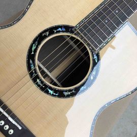 Custom 2020 New Real Abalone Aaaa All Solid Spruce Round Body Maple Binding Acoustic Guitar supplier