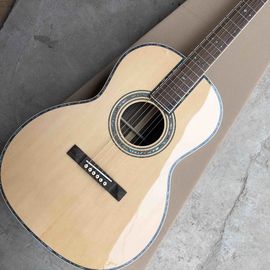OEM custom acoustic guitar OOO body shape Guitar solid Spruce top real abalone binding and ebony fingerboard supplier