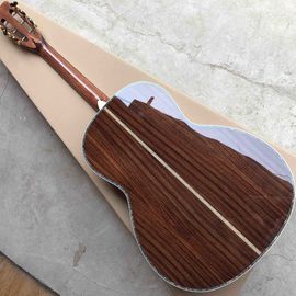 OEM custom acoustic guitar OOO body shape Guitar solid Spruce top real abalone binding and ebony fingerboard supplier