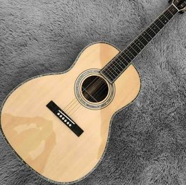 OEM custom acoustic guitar OOO body shape Guitar solid Cedar top real abalone binding and ebony fingerboard supplier