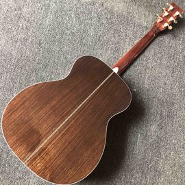 Custom acoustic electric guitar OM body round body solid top guitar rosewood fingerboard mahogany back side with EQ supplier