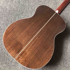 Custom acoustic electric guitar OM body round body solid top guitar rosewood fingerboard mahogany back side with EQ supplier