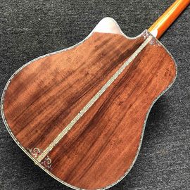 2020 New Handmade Cutaway Deluxe KOA Acoustic guitar solid koa wood with 100% all abalone inlay electric acoustic guitar supplier