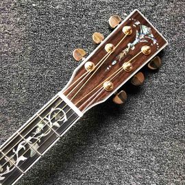 Custom Deluxe Real Abalone Binding Ebony Fingerboard Rosewood Back Side Solid Spruce Wood Acoustic Guitar supplier