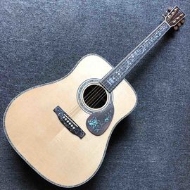 Custom Deluxe Real Abalone Binding Ebony Fingerboard Rosewood Back Side Solid Spruce Wood Acoustic Guitar supplier