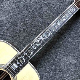 Custom Deluxe Real Abalone Binding Ebony Fingerboard Rosewood Back Side Solid Spruce Wood Acoustic Guitar supplier