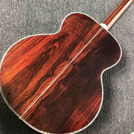 Custom 42&quot; Deluxe AAAA All Solid Wood Real Abalone Binding Ebony Fingerboard Cocobolo Back Side SJ200 Acoustic Guitar supplier