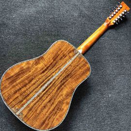 Custom 12 Strings Solid KOA Wood Top Guitar Ebony Fingerboard Real Abalone Shell Binding and Inlay Acoustic Electric Gui supplier