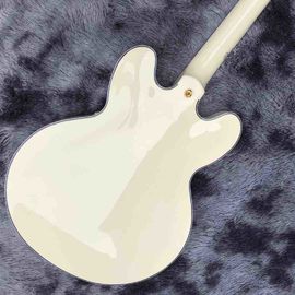 Double F-Holes Hollow Body Jazz Electric Guitar Ebony Fretboard Tremolo System in White supplier