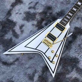 jackson custom guitar White color Golden hardwares Blocks inlay on rosewood fingerboard flying v electric guitar 6 strin supplier