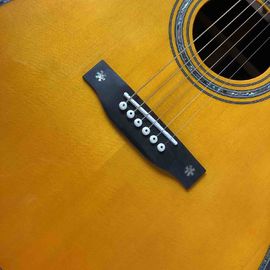 Factory custom yellow 41&quot; full solid OM 42 acoustic guitar with ebony fretboard,Abalone binding and inlay,Wilkinson tune supplier