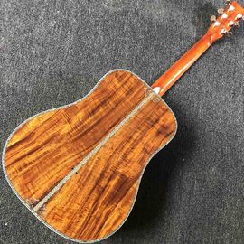 Custom 41 Inch D Model KOA Wooden Acoustic Guitar with Ebony Fingerboard Real Abalone Shell Binding supplier
