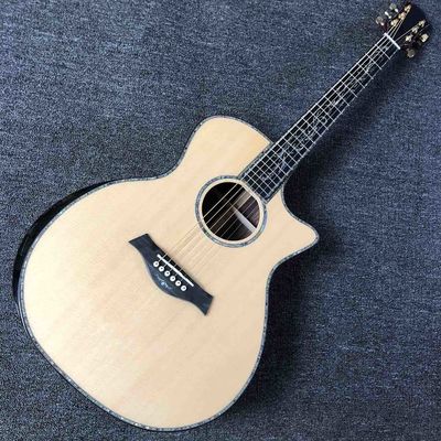 Ebony Fingerboard 41 Inch Acoustic Electric Guitar with Arm Rest Real Abalone AAAA Solid Spruce Top Cutaway Acoustic Gui supplier