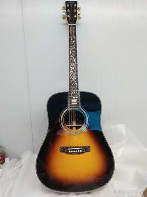 41 Inch AAAA All Solid Wood Abalone Binding Solid Rosewood Back Side Acoustic Guitar with 550a Electronic EQ in Sunburst supplier