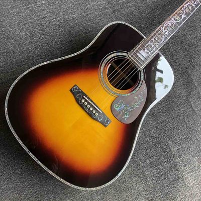 41 Inch AAAA All Solid Wood Abalone Binding Solid Rosewood Back Side Acoustic Guitar with 550a Electronic EQ in Sunburst supplier