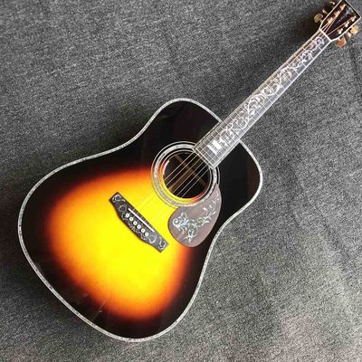 41 Inch AAAA All Solid Wood Abalone Binding Solid Rosewood Back Side Acoustic Guitar with 550a Electronic EQ in Sunburst supplier