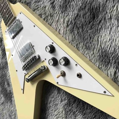 Custom Grand V Shaped Electric Guitar in Cream White supplier